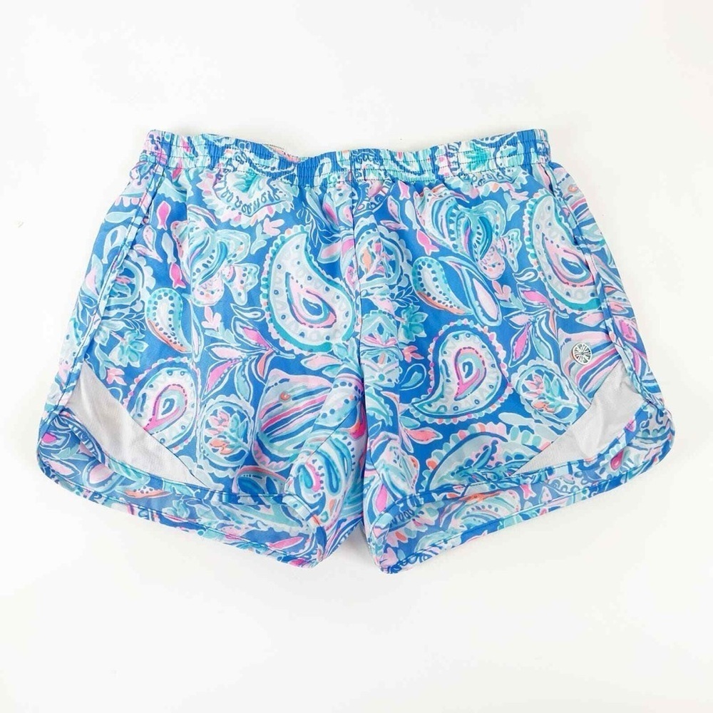 LILLY PULITZER Luxletic Ocean Trail Shorts Zanzibar Blue Fish Kiss - Picture 3 of 9